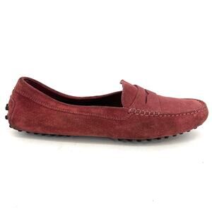 Tod's Men's Unisex 41 Red/Pink‎ Suede Flat Driving Loafers (M8 /W10.5)